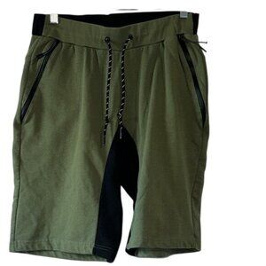 Bascom Projects Olive & Black Drawstring Shorts M 60% Cotton 40% Polyester